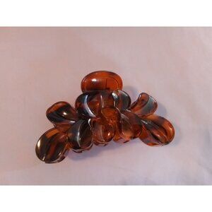 Large Amber Plastic Hair Claw Clip With Floral Design for Thick Hair